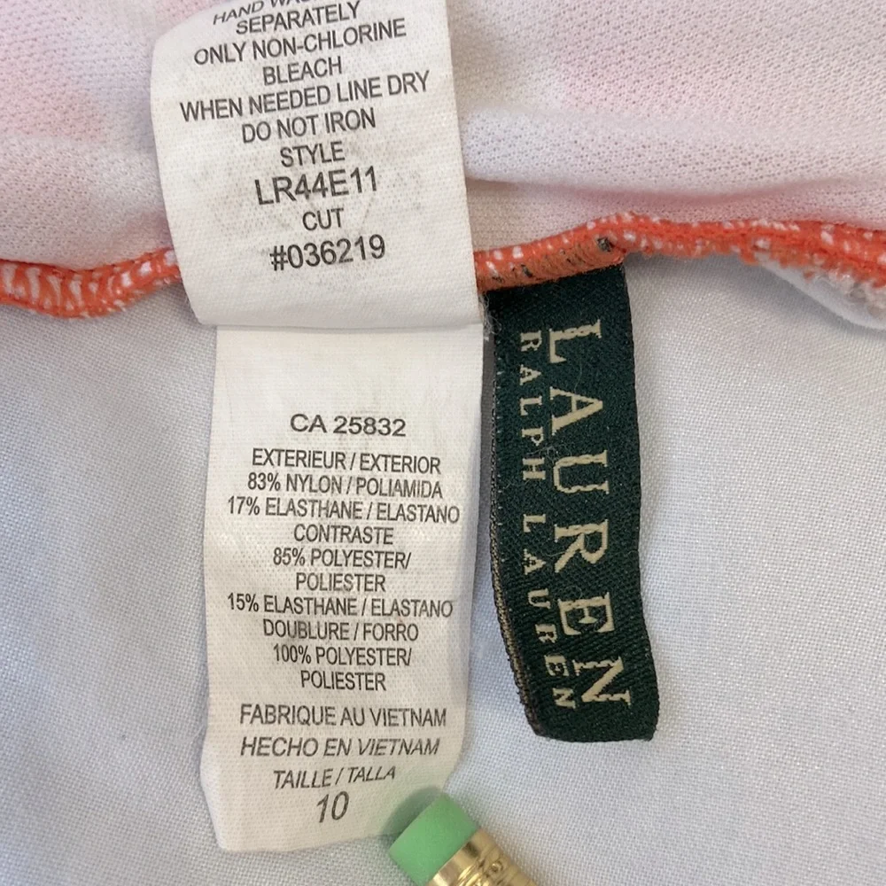 Lauren Ralph Lauren orange and white striped swimsuit - Picture 6 of 6